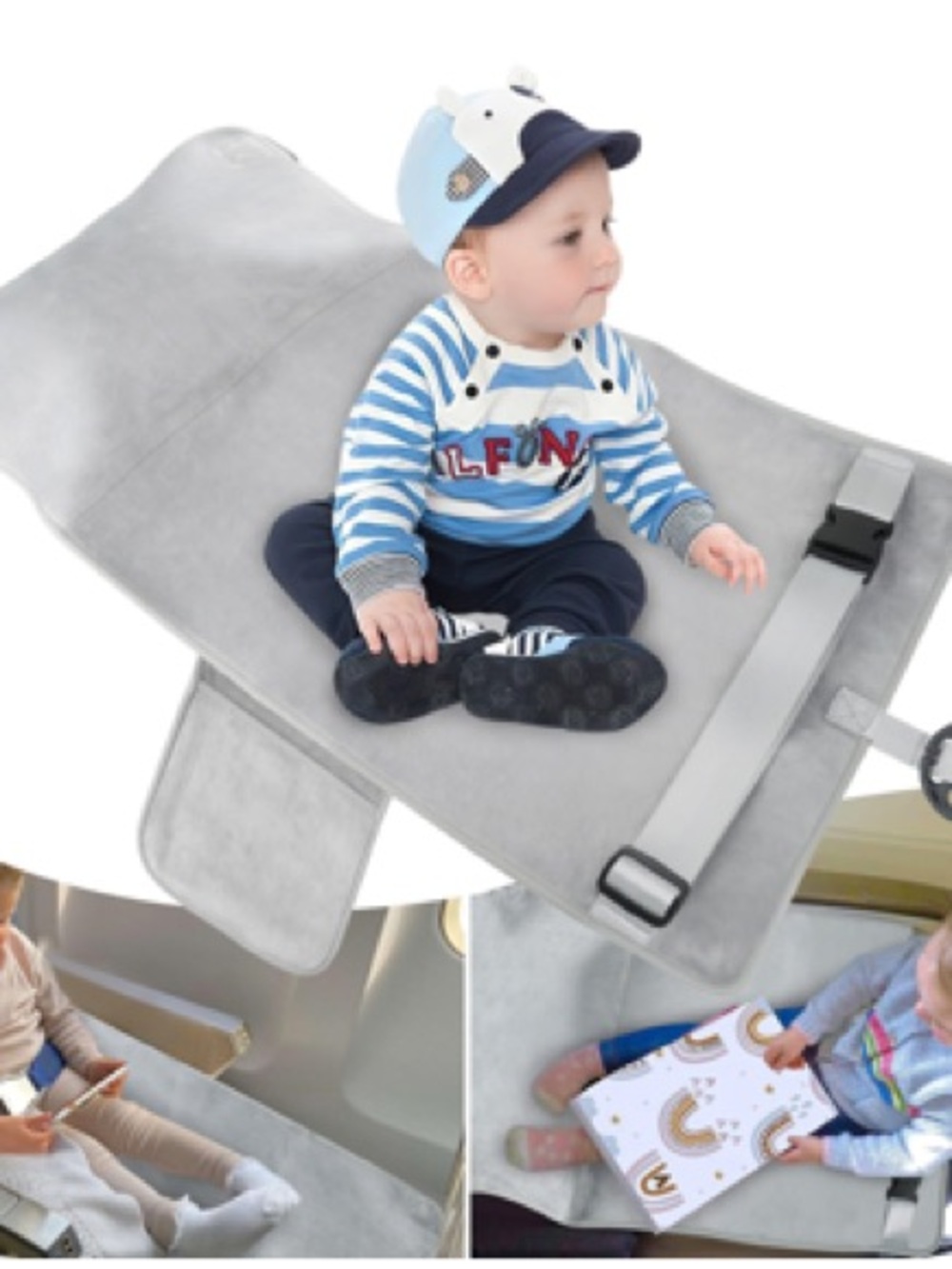 Toddler Airplane Bed Seat Extender in Light Gray